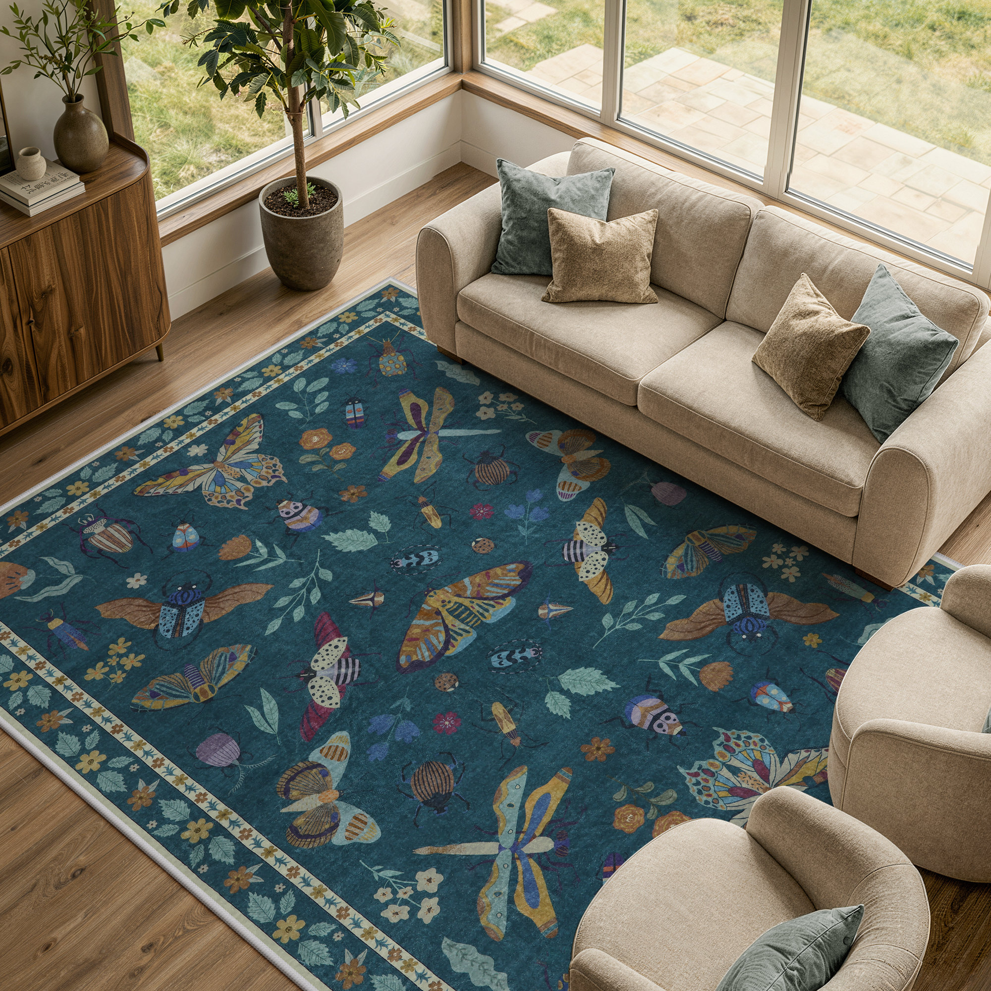 Charlton Home® Goldene Animal & Insect Machine Washable Area Rugs